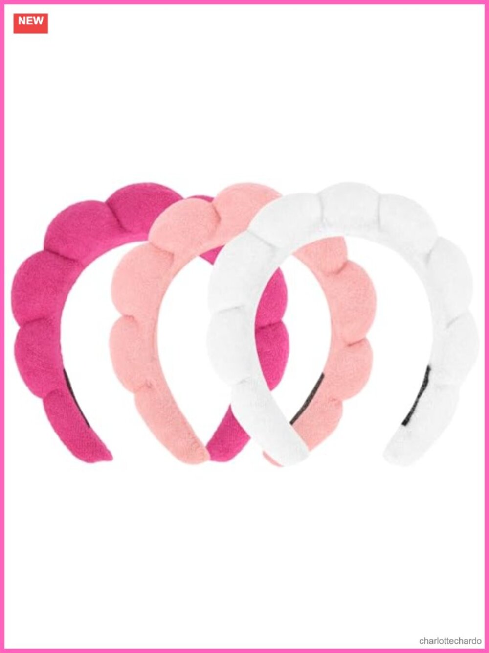 3 Pack Spa Headbands Terry Cloth Puffy Hair Bands for Skincare Makeup Removal